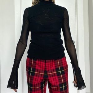 Zara Sheer Black Long Sleeve Turtleneck Small